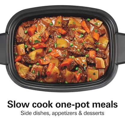Hamilton Beach 6 Quart 9-in-1 Programmable Slow Cooker with Sear, Browning, Rice, Steam, Sauté, Roast Delay Start & Keep Warm Functions, Nonstick PFAS-Free Dishwasher Safe Crock, Black (33604)