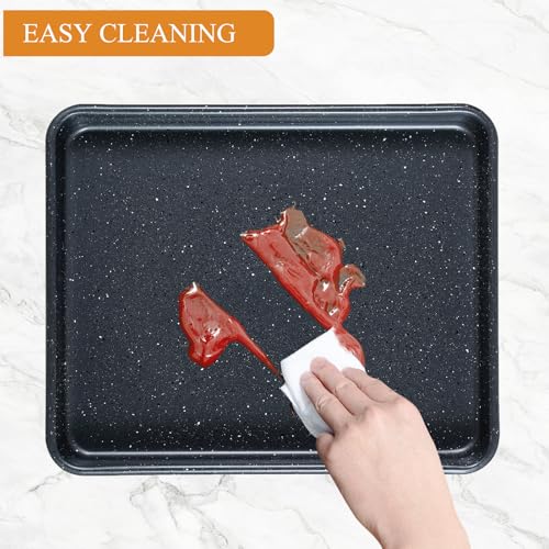 Walooza 11 Inch Nonstick Baking Sheets Set of 2, Carbon Steel Cookie Sheets for Baking, Heavy Duty & Stackable Baking Pans for Oven, Non Toxic & Easy Clean, 11x9 Inch Baking Trays
