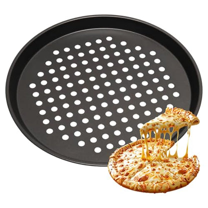 WINDAWNKE 10 Inch Round Pizza Pan with Holes, Carbon Steel Pizza Pans fo Frozen & Homemade Pizza, Nonstick Pizza Tray for Oven