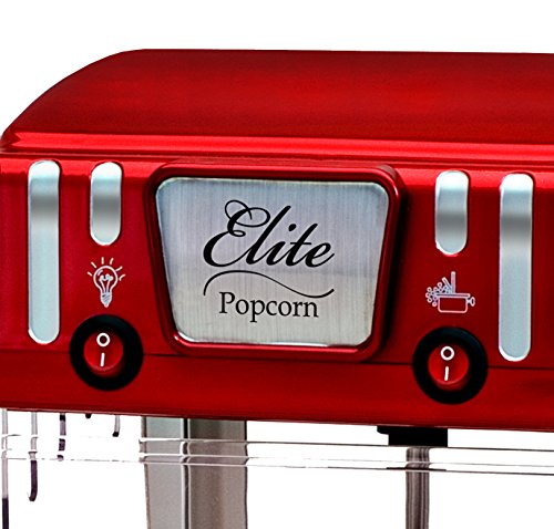 Elite Gourmet EPM-250X Maxi-Matic 2.5 Ounce Classic Carnival, Tabletop Kettle Popcorn Popper Machine, Retro-Style, Movie Hot Buttered Popcorn, Red