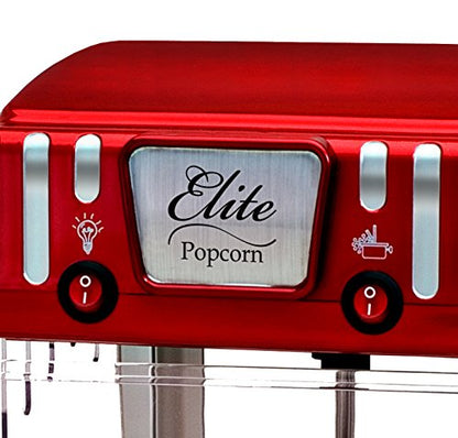 Elite Gourmet EPM-250X Maxi-Matic 2.5 Ounce Classic Carnival, Tabletop Kettle Popcorn Popper Machine, Retro-Style, Movie Hot Buttered Popcorn, Red