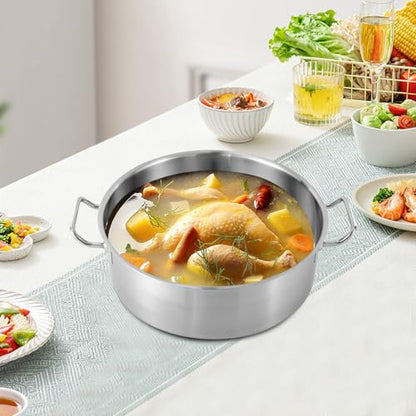 FONSOLUM 11Qt Stainless Steel Brazier Pan with Lid, Commercial Stock Pot Braisers Saute Pan with Handles, All-purpose Cookware for Boiling Stewing Frying and Casserole, Dishwasher & Microwave Safe