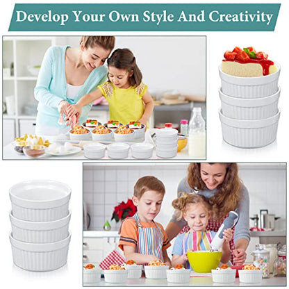 Xinnun 24 Pcs 4 oz Ramekins Creme Brulee Dishes Oven Safe Classic Porcelain Ramekins Set for Baking, Creme Brulee, Souffle, Appetizer, Custard, Pudding, Dipping Bowl, White