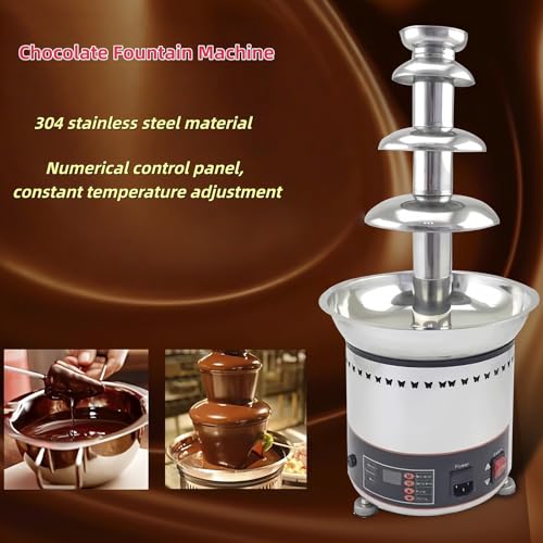TIANGUOHE 4 Tier Chocolate Fountain Machine, 110V Electric Digital Chocolate Fountain Melting Machine for Parties - Chocolate Candy Butter Cheese