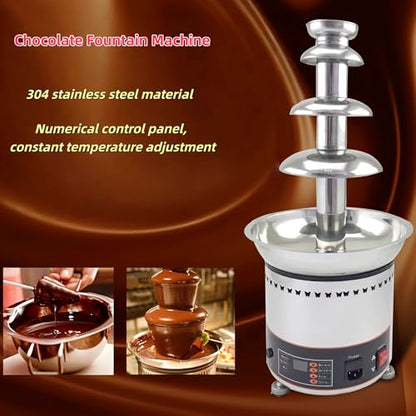 TIANGUOHE 4 Tier Chocolate Fountain Machine, 110V Electric Digital Chocolate Fountain Melting Machine for Parties - Chocolate Candy Butter Cheese