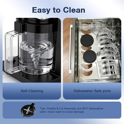 H-Duka 10-in-1 Ice Cream Maker Machine, 800W Frozen Treat Maker for Silky Gelato, Sorbet&Slushies, One-Touch Mix-In & Re-Spin for Creamy Texture, Keto & Vegan, Includes 3 Pints & Recipe Guide, Black