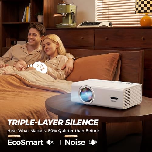 Smart Projector with WiFi and Bluetooth, Proyector-4K Support Official Licensed Apps, 2000 ANSI/AI Auto Focus/50W DoIby/HDR10+/Quiet, Kogata Portable Indoor/Outdoor Movie Projector Ceiling