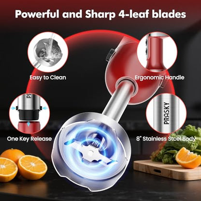 Immersion Blender Handheld 1200W, 20-Speed 5-in-1 Hand mixer