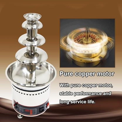 INTBUYING Chocolate Fountain, 4 Tier Electric Chocolate Fountain Machine, Stainless Steel Hot Fountain Machine, 110V for Melting Heating Chocolate, Cheese, Dipping Strawberries, Vegetables