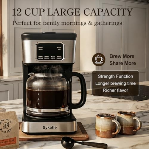 Sykaffe 12 Cup Programmable Coffee Maker,Drip Coffee Maker with 60oz Tank