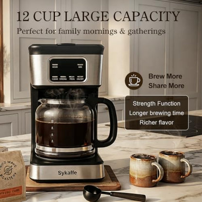 Sykaffe 12 Cup Programmable Coffee Maker,Drip Coffee Maker with 60oz Tank