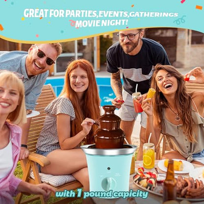MINI Chocolate Fountain Machine Small Electric Chocolate Fondue Fountain Machine for Party for Candy Butter Cheese (Green)