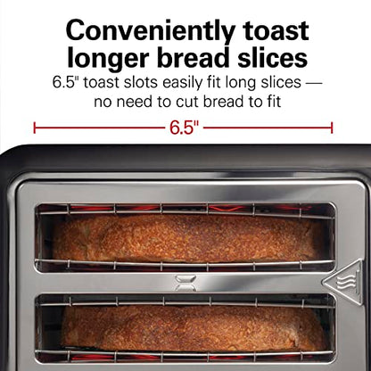 Hamilton Beach Gourmet 2 Slice Slot Toaster with Extra Long & Wide Slots, Sure-Toast Technology, Shade Selector with 7 Browning Levels, Bagel Setting, Matte Black and Stainless Steel (22996)