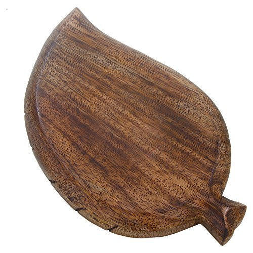 NIRMAN - Decorative Tray Wooden Leaf Design Serving Tray Platter Breakfast Table Kitchen Décor