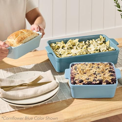 Best Choice Products 3-Piece Ceramic Bakeware Set, Stoneware Baking Dishes, Porcelain Casserole Bakeware Dishes, Serving Dishes - 9x12 Casserole, Loaf Pan, 8x8 Baking Dish - French Gray