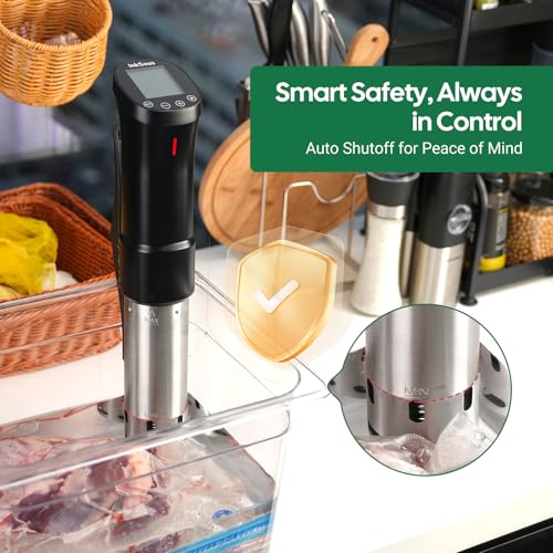 InkSous WIFI 2.4G Sous Vide Cooker 1000W Immersion Circulator with APP 18 Recipes,Alarm,Calibration & Timer, 3D Water Fast Heating Ultra-Quiet Sous Vide Machine ISSV-200-W