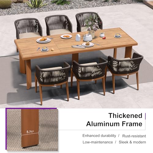 PURPLE LEAF 11 Pieces Large Outdoor Dining Set Patio Table and Chairs Set Aluminum Wicker Rattan Patio Furniture Set for Lawn Garden Backyard Brown
