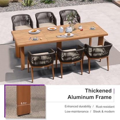PURPLE LEAF 11 Pieces Large Outdoor Dining Set Patio Table and Chairs Set Aluminum Wicker Rattan Patio Furniture Set for Lawn Garden Backyard Brown