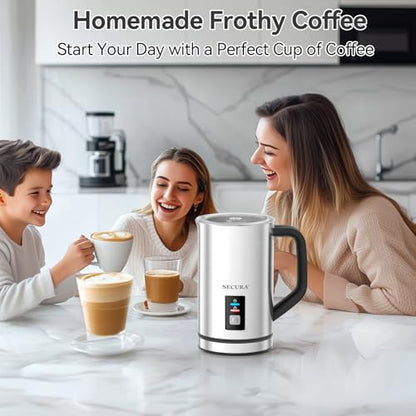 Secura Milk Frother, Electric Milk Steamer Stainless Steel, 8.4oz/250ml Automatic Hot and Cold Foam Maker and Milk Warmer for Latte, Cappuccinos, Macchiato, 120V