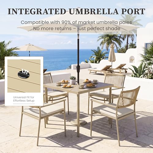 MEXSAKY 5-Piece Patio Table and Chairs Set, Rattan Outdoor Dining Set for 4