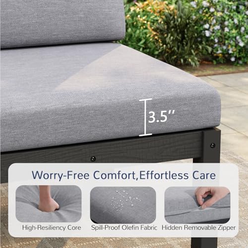 Stoog 6-Piece Patio Sectional Sofa Set, Modular Outdoor Furniture Set - All-Weather Waterproof HIPS Frame & Quick-Dry Olefin Cushions, Black