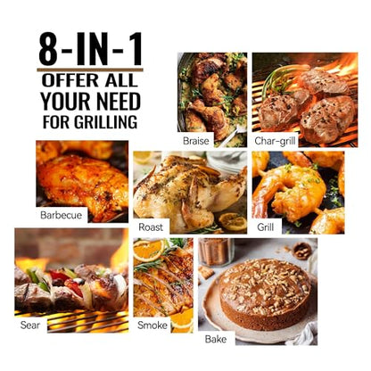 Z GRILLS 8-in-1 Outdoor BBQ Grill with PID 3.0 Controller, Wood Pellet Smoker, Auto Temperature Control, Huge Storage Cabinet Side Shelf with Tool Hooks, 572 sq in Cooking Area for Camping Party