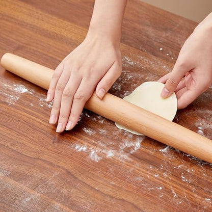 French Rolling Pin for Dough - Fulimax 16" Classic Wood Rolling Pins for Baking, Dough Roller for Fondant Pizza Pie Crust Cookie Pastry Pasta, Kitchen Baking Supplies, Beech Wood