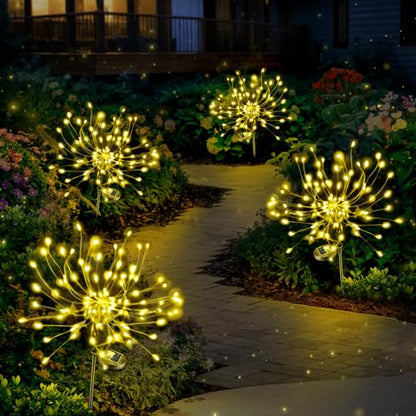 Anordsem Solar Lights Outdoor Decorative: Bendable Copper Wire with 120 LED Firework Beads - Waterproof 2 Warm Lighting Modes Yard Garden Patio - Christmas Gifts for Homeowner Over 30
