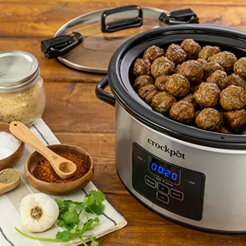 Crock-Pot Cook and Carry Programmable Slow Cooker, Steel, 4 Quart Oval