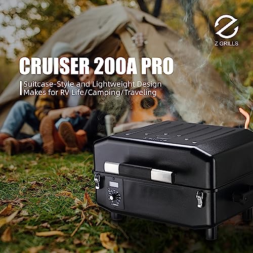Z GRILLS 2026 200A Pellet Grill & Smoker - 202 sq.in Compact Wood Pellet BBQ with PID 3.0 Precision Control, Auto Feed System, Portable Small-Space Grill for Camping & Backyard Cooking