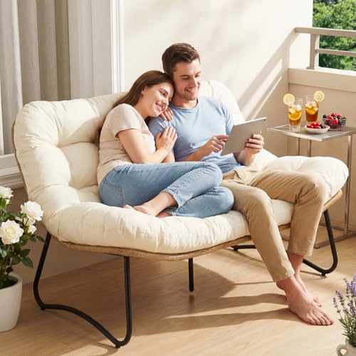 RADIATA Outdoor Patio Loveseat, Boho Lounge Couch with Comfy Thick Cushion