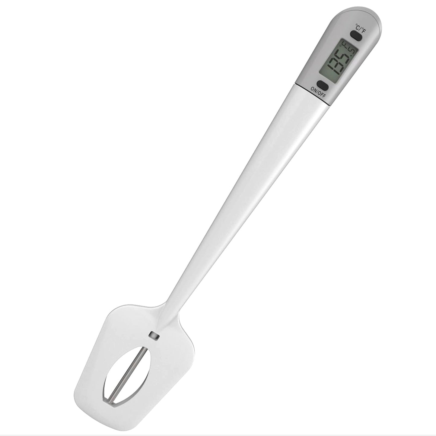 Candy Thermometer Spatula with Pot Clip Digital Thermometer Spatula for Chocolate, Creams, Sauces, Jams and Syrups, Meat Cooking (White)