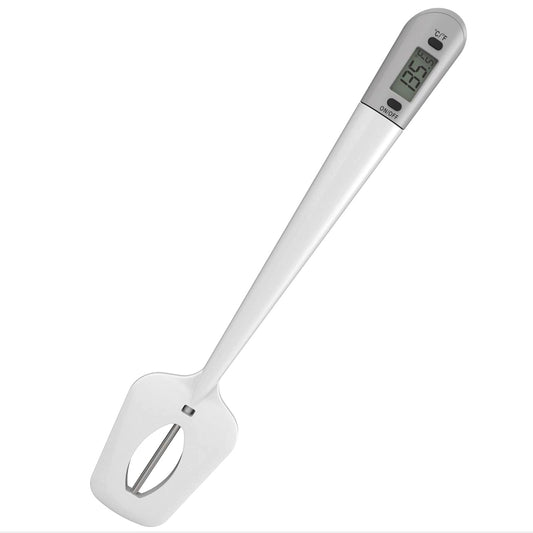 Candy Thermometer Spatula with Pot Clip Digital Thermometer Spatula for Chocolate, Creams, Sauces, Jams and Syrups, Meat Cooking (White)