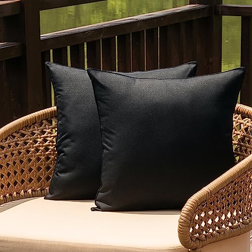 NiNi ALL Waterproof Outdoor Pillow Covers 20x20 Set of 2 Patio Black