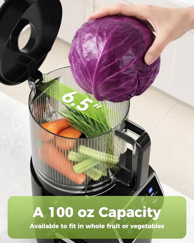TUUMIIST 3-in-1 Cold Press Juicer Machine, Smart Touch Masticating Juicers for Whole Fruit & Vegetable, 6.5" Wide Chute Slow Juicer for Nut Milk & Sorbet, High Yield, 100oz Large Capacity, Easy Clean