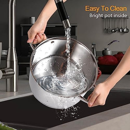 10-Quart Stainless Steel Soup Pot with Lid, Induction Compatible Cookware for Pasta, Stews, and Boiling - Dishwasher Safe Kitchen Essential