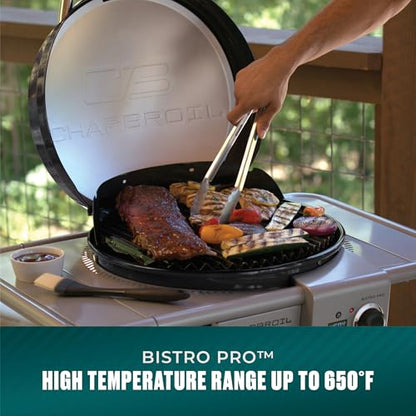 Charbroil 3-in-1 Dual Fuel Outdoor Bistro Pro Electric Grill & Griddle + Charcoal Mode BBQ, Black - 25302145
