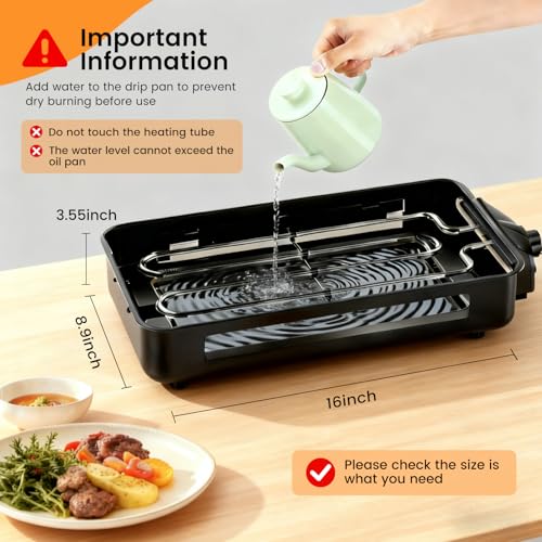 Electric Indoor Grill 1700W 2 in 1 Smokeless Griddle Grill Pan for Kitchen
