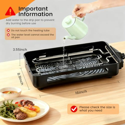 Electric Indoor Grill 1700W 2 in 1 Smokeless Griddle Grill Pan for Kitchen