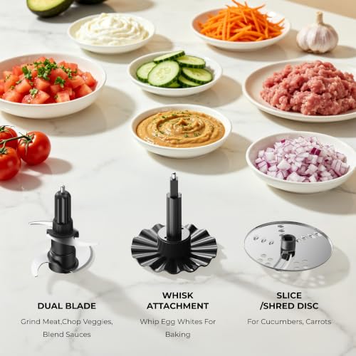 Sangcon 400W 4-Cup Mini Food Processor, Chop, Whip, Slice & Shred