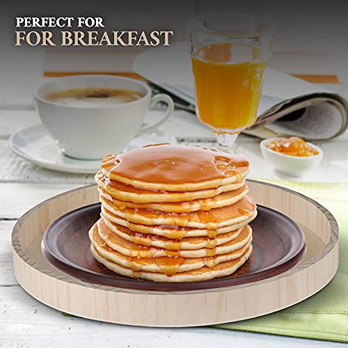 Wooden Round Trays for Serving - Five Piece Nested Breakfast Tray - Wood Crafts Trays for Organizing & Catering