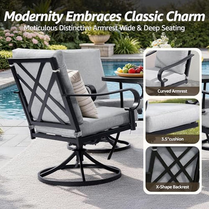 NATURAL EXPRESSIONS 5-Piece Patio Dining Set, Outdoor Swivel Rocking Chairs