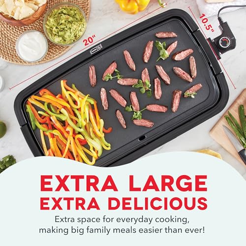 Dash Deluxe Everyday Griddle - Electric Griddle with Removable Plate - Nonstick, Easy-Clean Surface & Anti-Slip Base - Recipe Book Included - Black