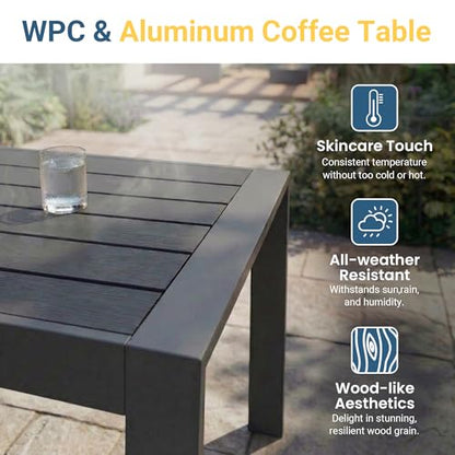 Patio Furniture Set, Aluminum Outside Furniture, Sofa with 10" Back Cushion
