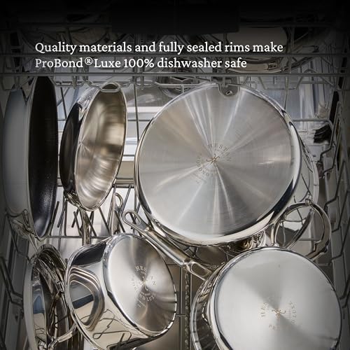 Hestan ProBond Luxe 3.5-Quart Sauteuse Braiser with Lid, Professional Clad Stainless Steel, ProCore Tri-Ply Clad Construction, Polished Exterior, Induction & Oven Safe