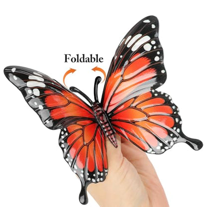 LSFFM 4 Pack Metal Butterfly Decorations, 6.7 in Butterfly Wall Art Sculpture Hanging Decor, Metal Butterflies Outdoor Decor for The Garden, Patio, Fence, Home, and Yard