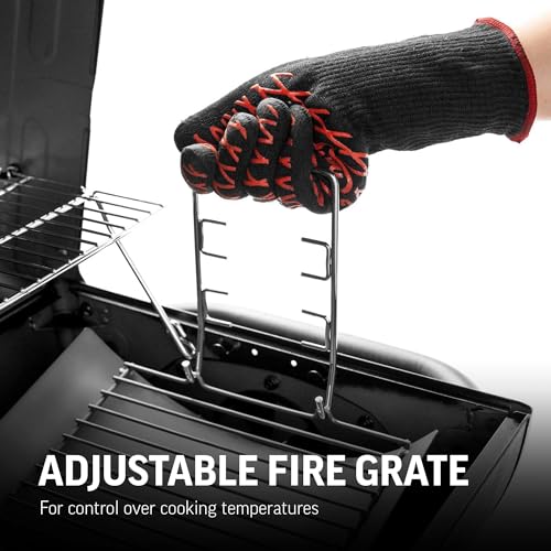 Char-Griller® Texas Trio 3-Burner Gas & Charcoal Grill and Smoker, Push Button to Ignite, Dual temperature Guages, Side Burner, Includes Side Firebox, 1,390 Cooking Square Inches, Black, Model# 3070