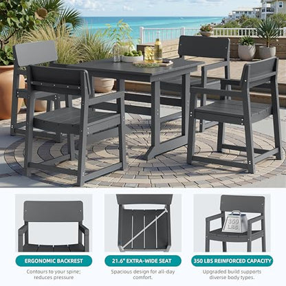 Shintenchi 5 Pieces Outdoor Dining Set,HDPE Dining Set for 4,Deep Gray