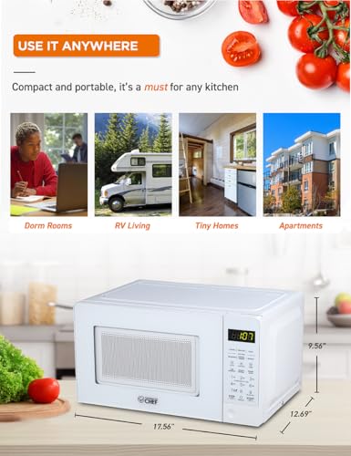 Commercial Chef 0.7 Cu. Ft. Countertop Microwave Oven, CHM770W, White