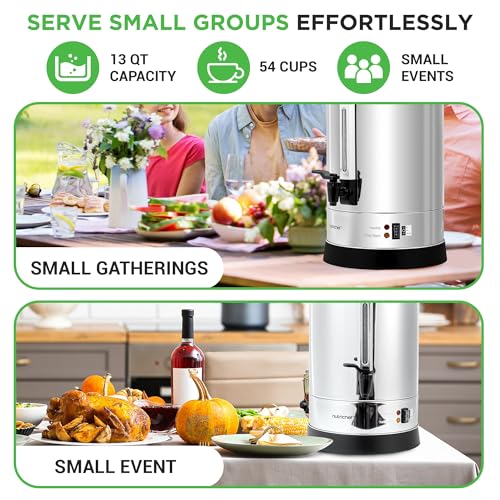 NutriChef Hot Water Urn 13L, Stainless Steel